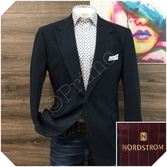 VINTAGE NORDSTROM Mens Tweed Blazer Sport Coat Casual Jacket Size 44R Class Suit
